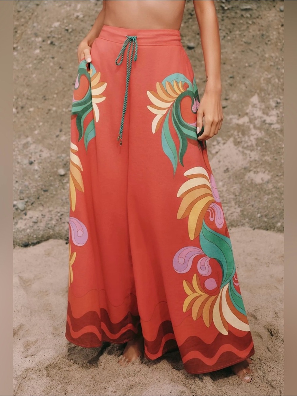 Farm Rio banana queen wide leg linen pants